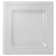 [1609WH] Plate Square 9" White Plastic